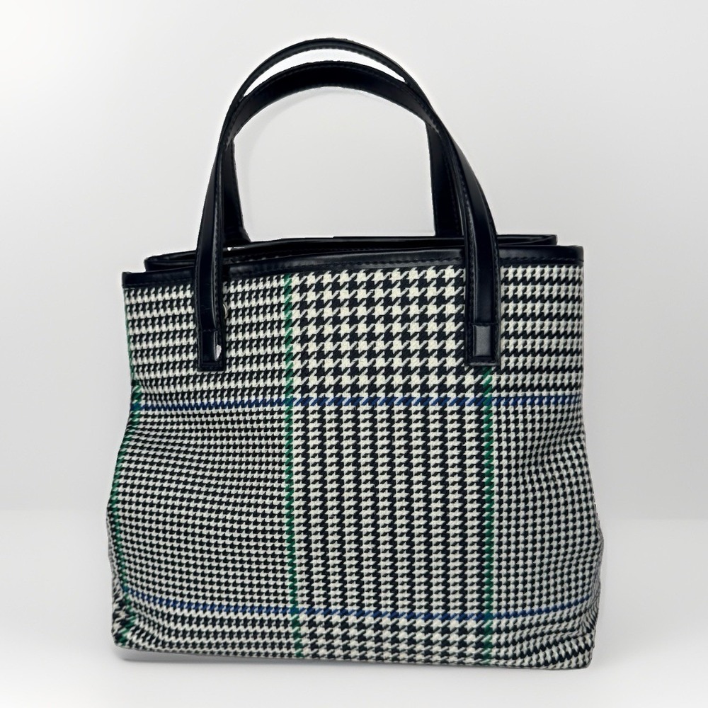 Vintage Lauren Ralph Lauren Houndstooth Mini Tote Bag Black/White Purse Handbag - Picture 7 of 11